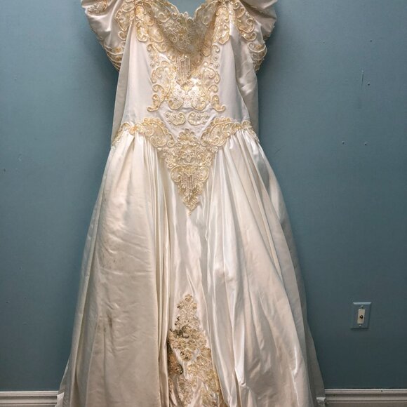 ZOMBIE Dead Corpse Bride, Halloween Wedding Dress, DAMAGED, Vintage Haunting - Picture 4 of 12
